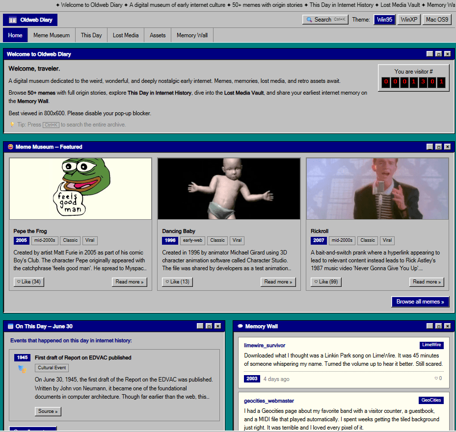 Oldweb Diary