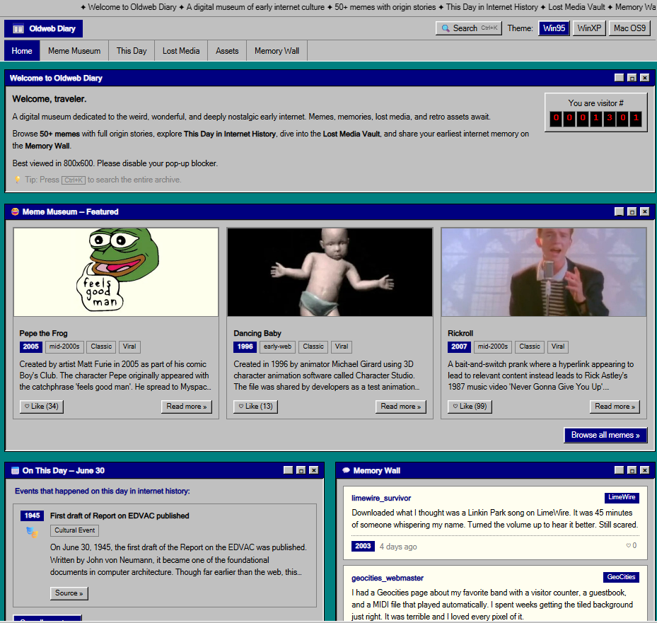 Oldweb Diary